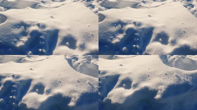 慢镜头横移拍摄阳光下的雪地