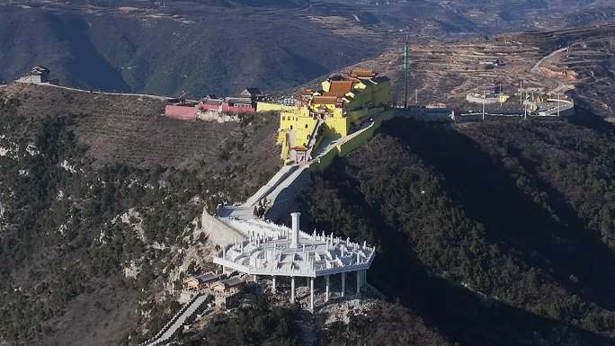 山西省临汾市尧都区天寿山世尊院航拍视频