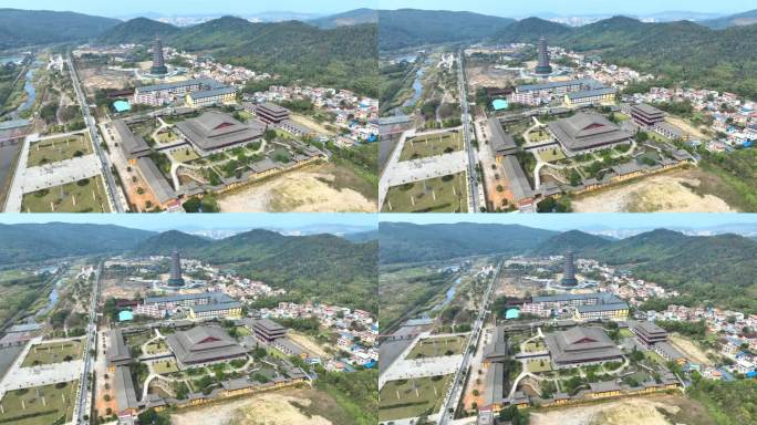 航拍广东省韶关市曲江区南华禅寺万佛宝塔