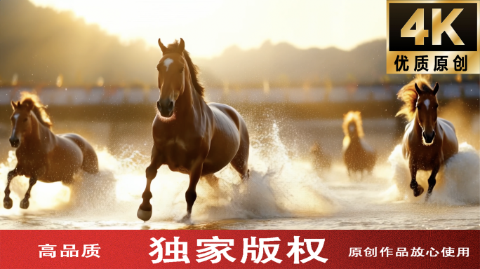 马 万马奔腾 马踏水花 奔马