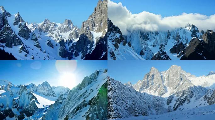 雪山 群峰 苍穹 冰雪 阳光 映射 清冷