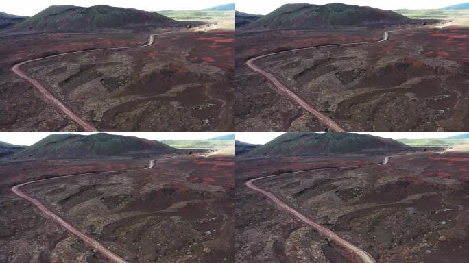 火山口和云层的鸟瞰图，留尼汪岛。