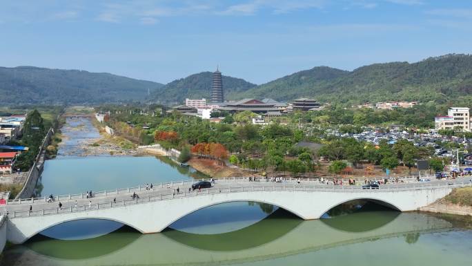 航拍广东省韶关市曲江区南华禅寺、秋天
