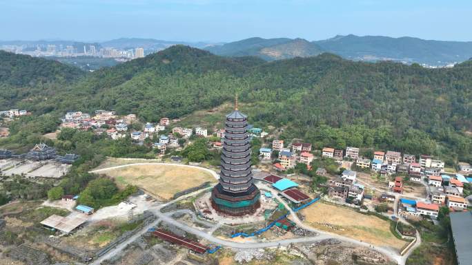 航拍广东省韶关市曲江区南华禅寺万佛宝塔