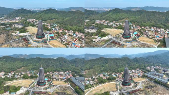 航拍广东省韶关市曲江区南华禅寺万佛宝塔