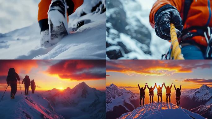 勇攀高峰 团队协作 攀登雪山