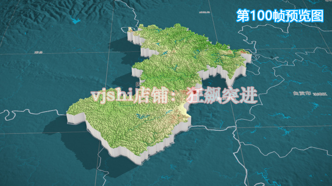 贡井区地图三维立体地形山脉河流暗色写实