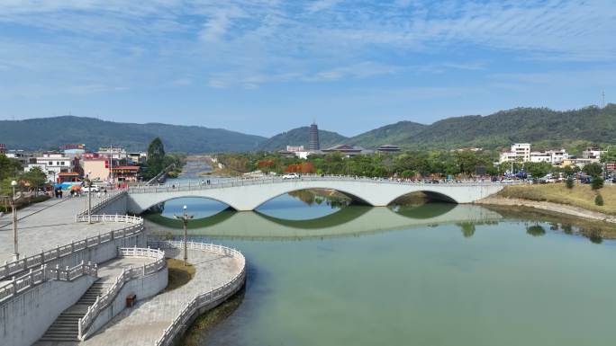 航拍广东省韶关市曲江区南华禅寺、秋天
