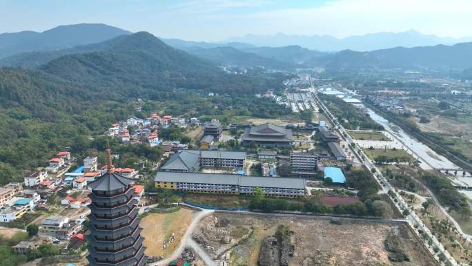 航拍广东省韶关市曲江区南华禅寺万佛宝塔