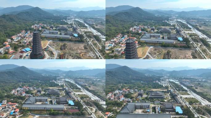 航拍广东省韶关市曲江区南华禅寺万佛宝塔