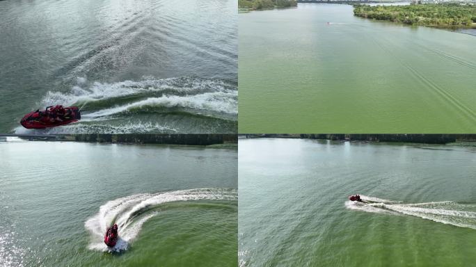 消防水域救援摩托艇无人机跟拍