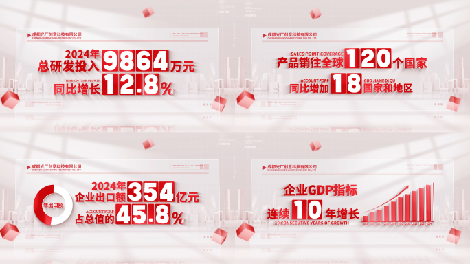简洁红色企业文字数据包装展示