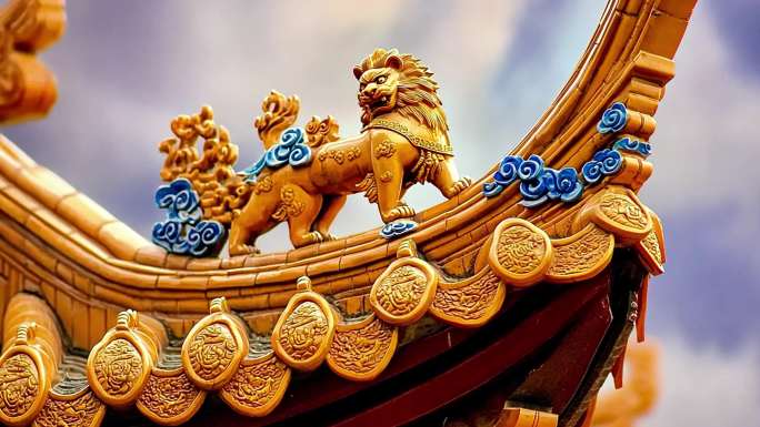 中国古建屋脊屋檐屋脊兽中国式建筑