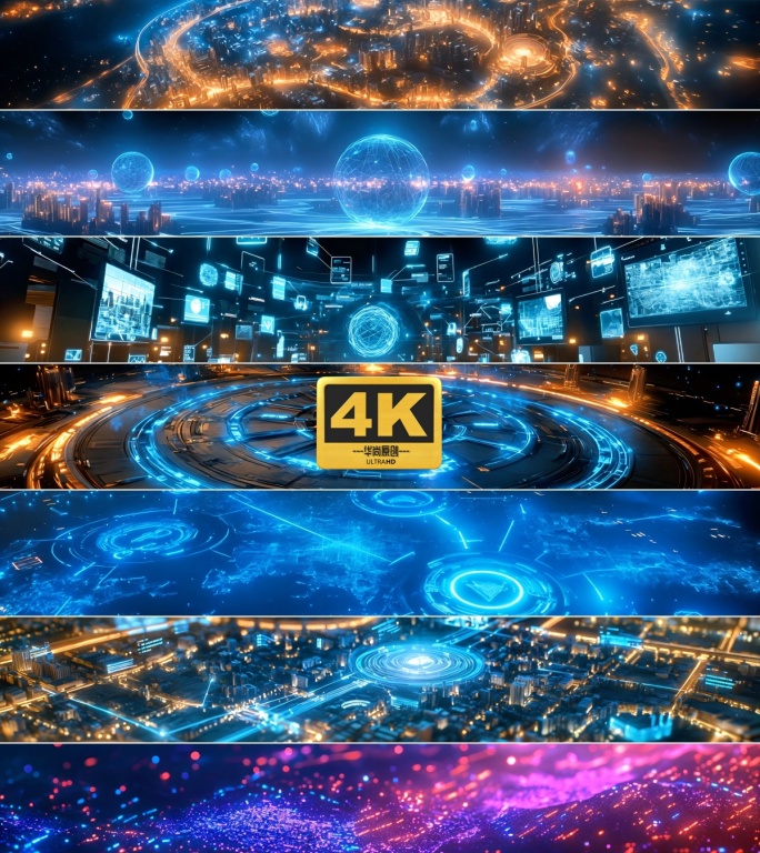 4k宽屏全息科技线条电路物联网