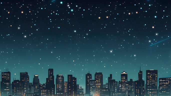 【8K正版素材】万家灯火城市夜晚流星舞台