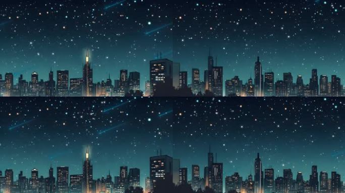 【8K正版素材】万家灯火城市夜晚流星舞台