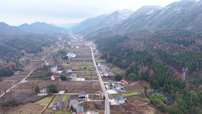 重庆石柱县山村冬季雪景航拍4K