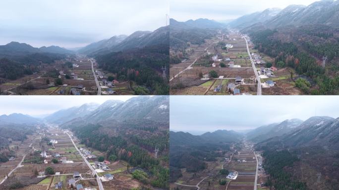 重庆石柱县山村冬季雪景航拍4K
