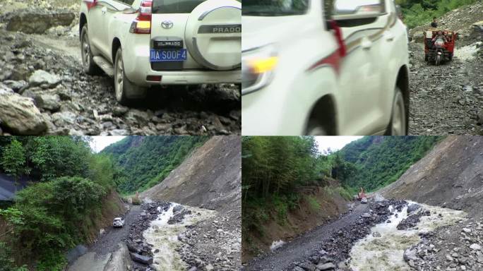 道路坎坷 汽车艰难通行 越野汽车广告