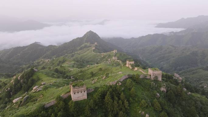 航拍河北保定涞源南楼台长城日出云海合集
