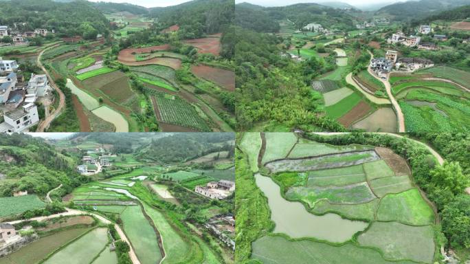 4k航拍文山村庄农田