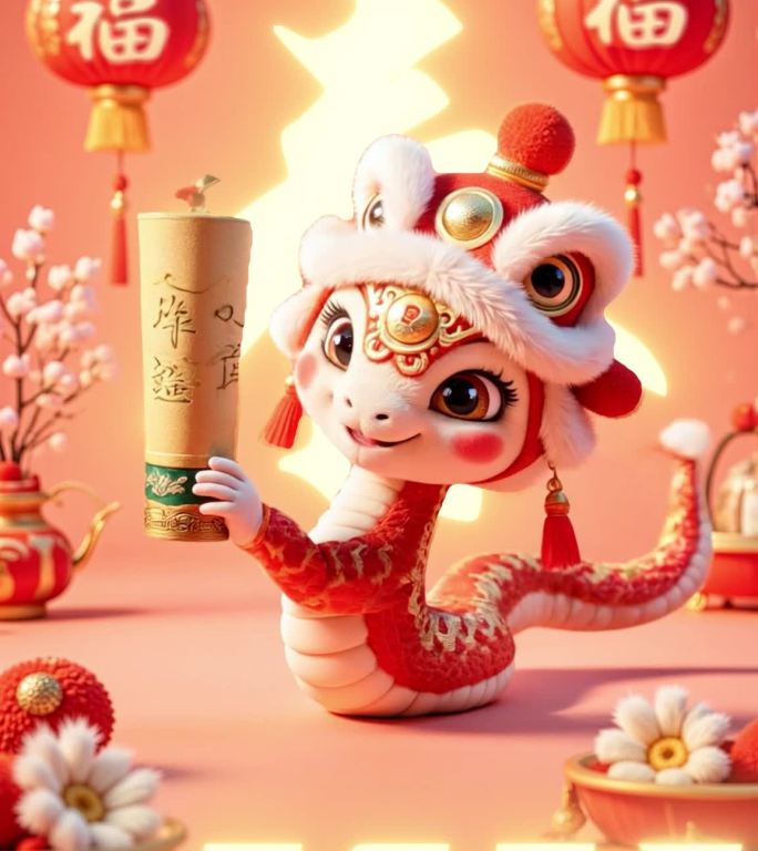AE模板-卡通动画蛇年吉祥物拜年视频