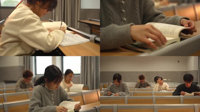 4K实拍大学生自习 刻苦学习
