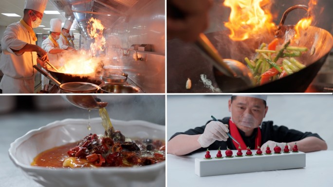 星级酒店餐厅厨师炒菜厨房美食制作