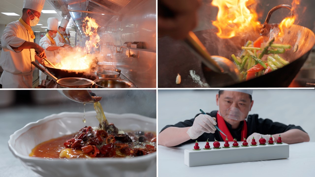 星级酒店餐厅厨师炒菜厨房美食制作