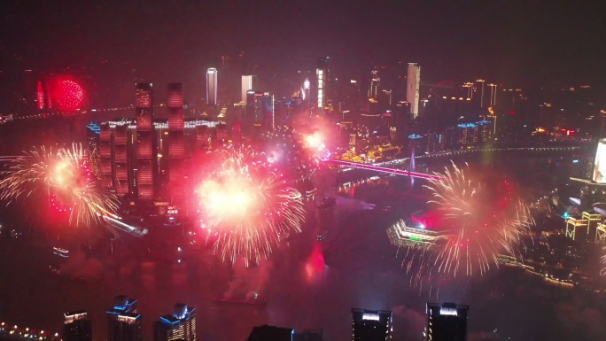 重庆热闹跨年的夜景