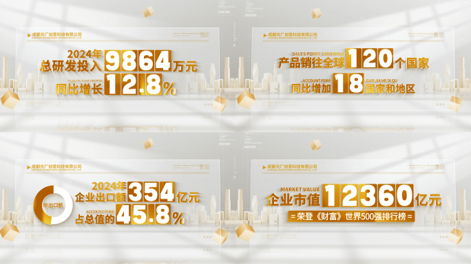 简洁金色企业数据文字包装展示