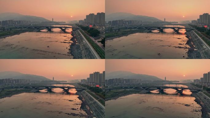 【正版素材】四川雅安落日航拍0662