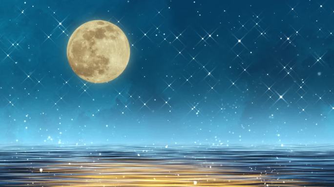月亮 唯美 海面 星空 大海 梦幻 夜景