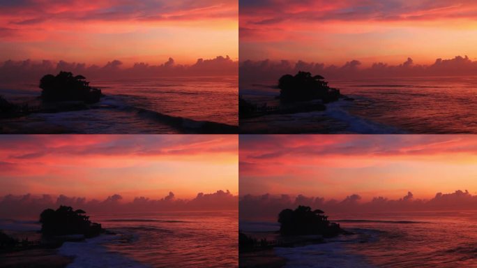 Pura Tanah Lot Temple at sunset。巴厘岛