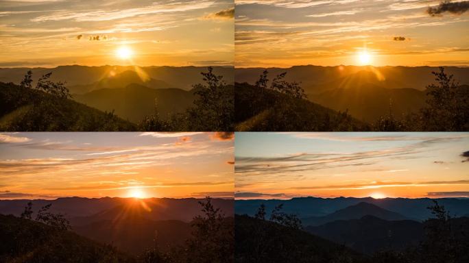 山峰日出 日落