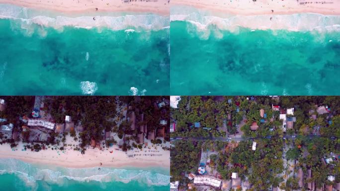 航拍:Aqua Blue Beach Front和Cool Tulum Waves