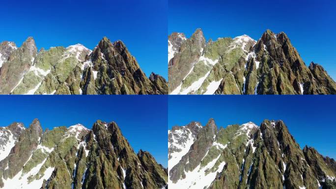 航拍:阳光照耀下的雪峰——法国的勃朗山