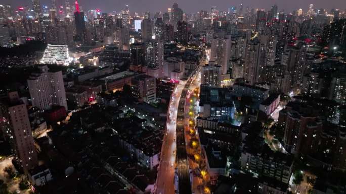 上海/虹口足球场/夜景/航拍