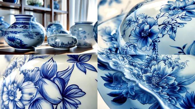 青花瓷陶瓷瓶景德镇博物馆背景