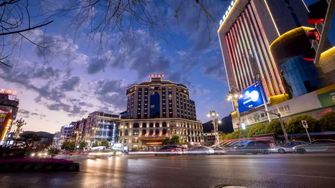 贵州毕节赫章街景日转夜延时