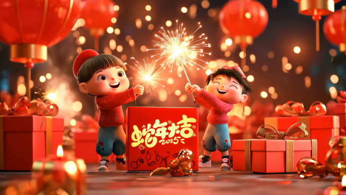 2025蛇年国潮创意卡通祝福片头