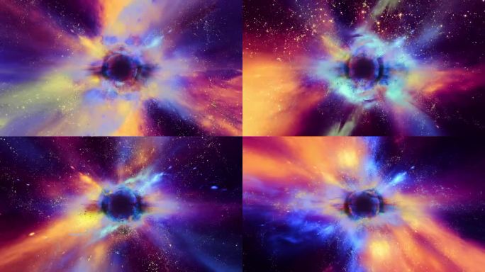 光、恒星和星系流入太空中的黑洞