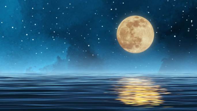 海上生明月 朝霞 夜晚 大海