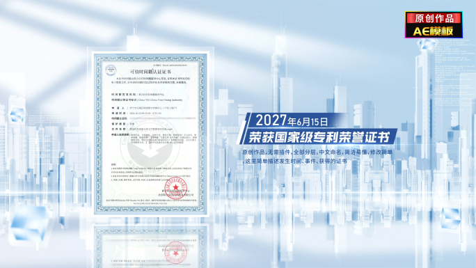 简洁荣誉证书展示
