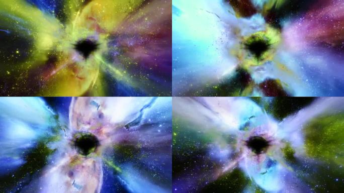 光、恒星和星系流入太空中的黑洞