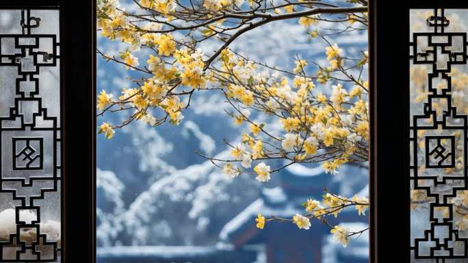 【腊梅】古风腊梅雪景腊梅
