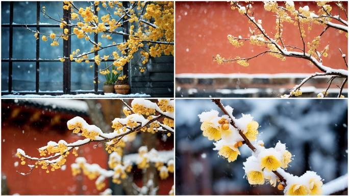 【腊梅】古风腊梅雪景腊梅