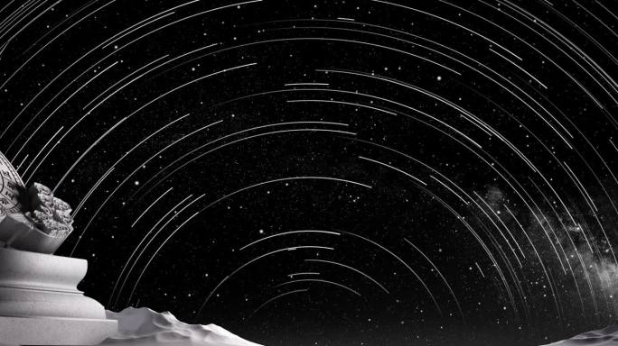 星轨 日晷 星空 黑白 时间 深邃 空间