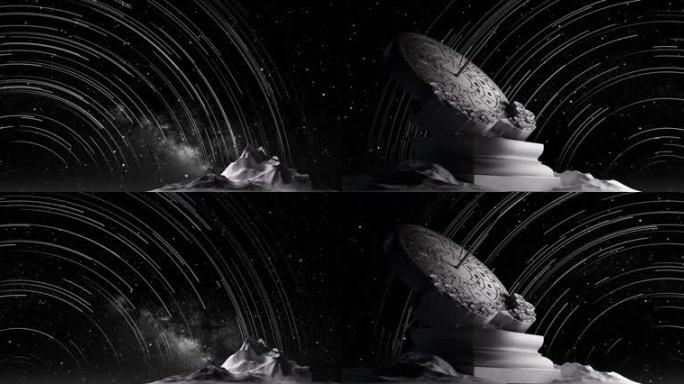 星轨 日晷 星空 黑白 时间 深邃 空间