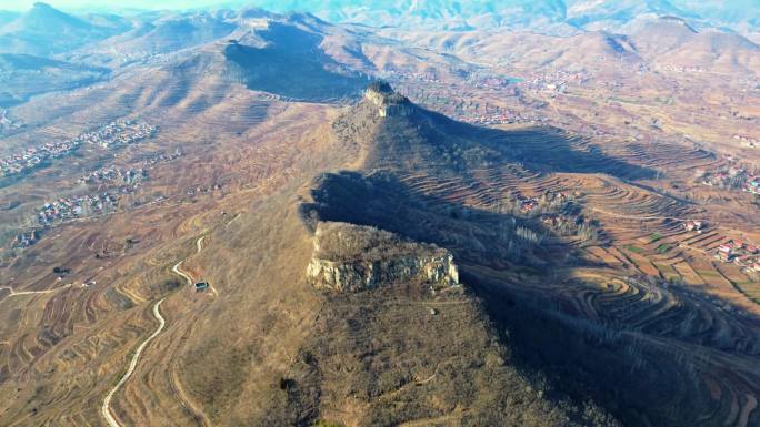 岱崮地貌 方山地貌 航拍山区 岩石地貌